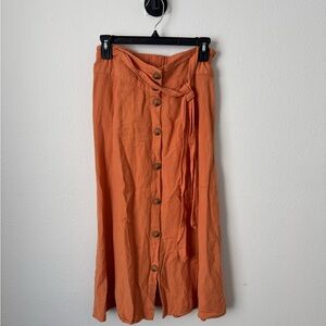 a new day Orange Button-Front Midi Skirt